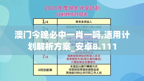 澳门今晚必中一肖一吗,适用计划解析方案_安卓8.111