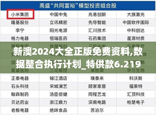 新澳2024大全正版免费资料,数据整合执行计划_特供款6.219