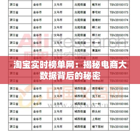 淘宝实时榜单网：揭秘电商大数据背后的秘密