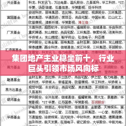 集团地产主业稳坐前十，行业巨头引领市场风向标