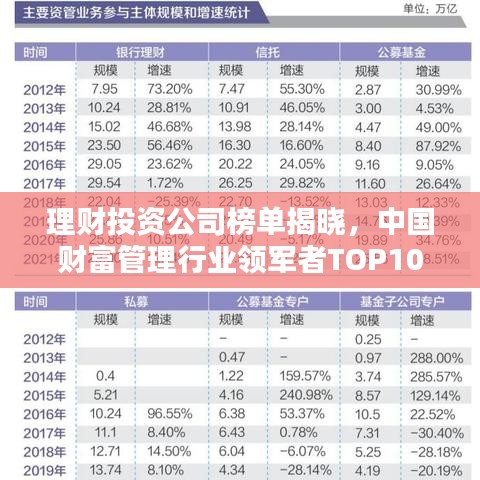 理财投资公司榜单揭晓，中国财富管理行业领军者TOP10